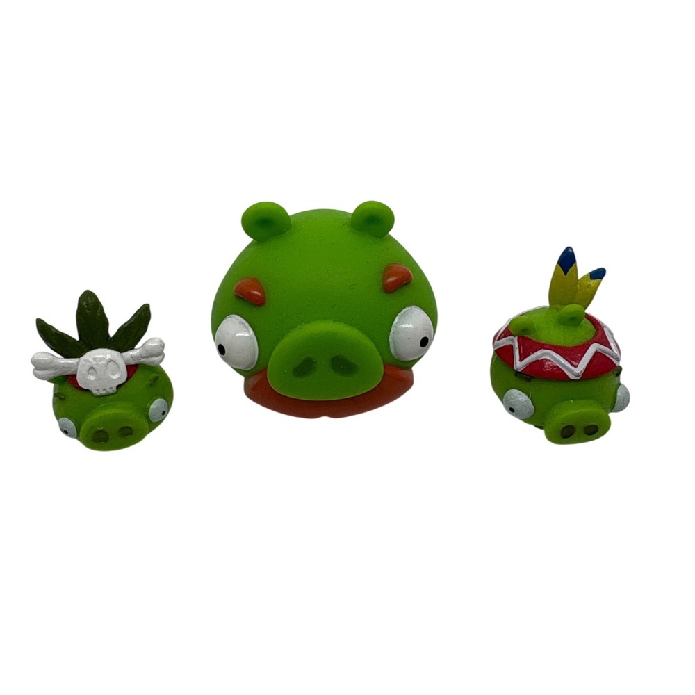 Rovio‎ Angry Birds Bad Piggies Green Pig Figures 3022CG Set of 3 Skull Tribal